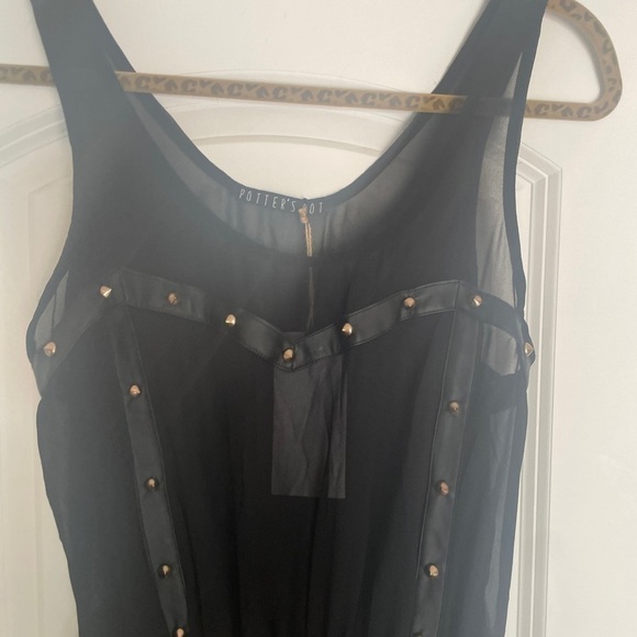 NWT Grunge Potters Pot Whimsigoth  Grunge Sheer Studded Maxi Dress M - Picture 3 of 11